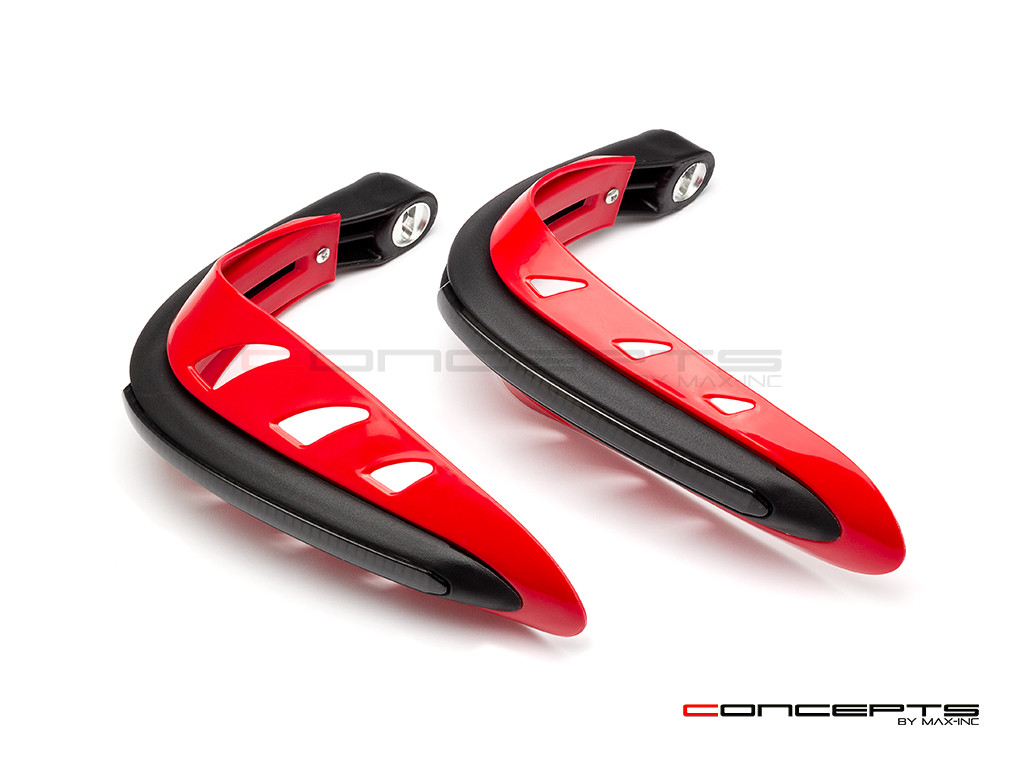 Red Universal LED Handguards with Integrated Daytime Running Lights + Turn Signals - Ice Blue / Amber