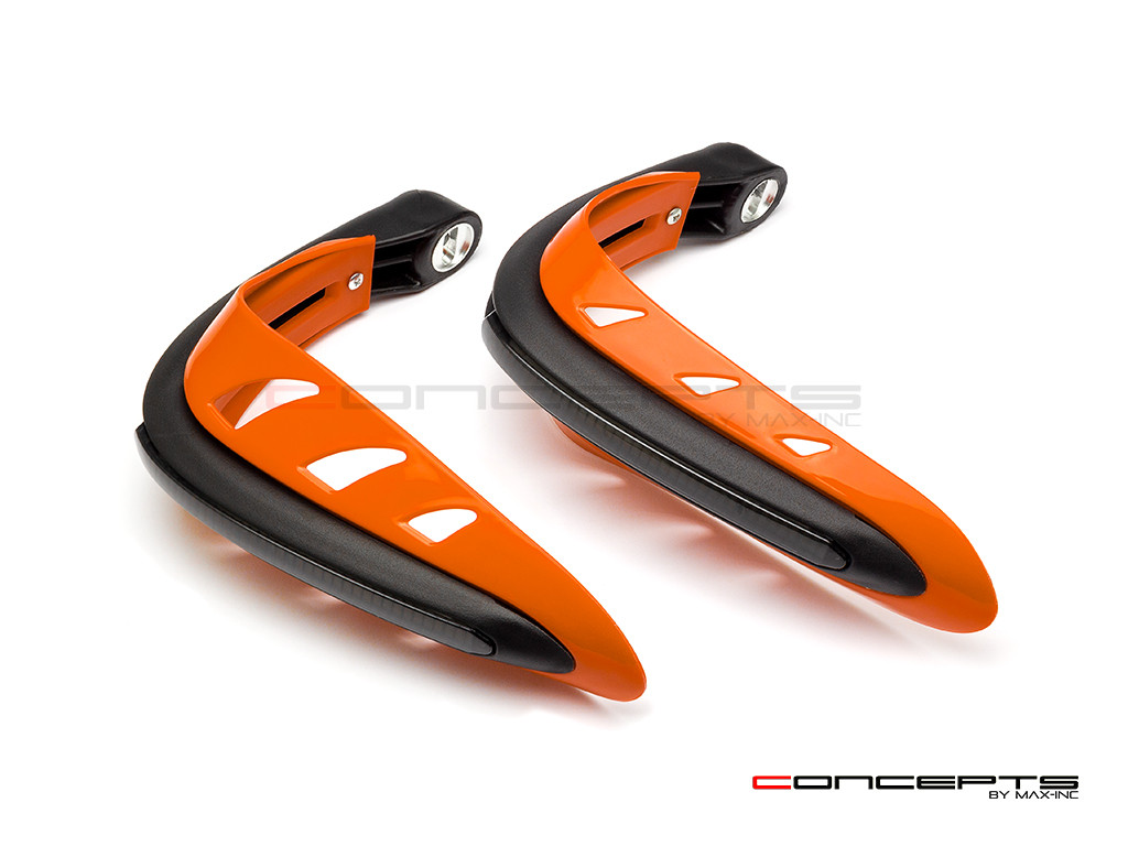 Orange Universal LED Handguards with Integrated Daytime Running Lights + Turn Signals - Cool White / Amber