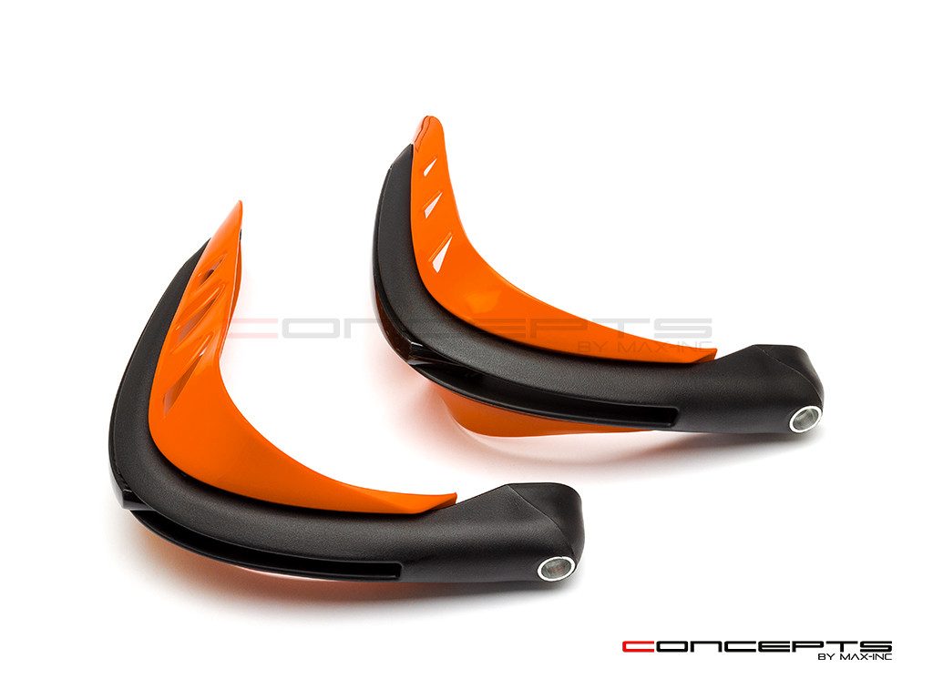 Orange Universal LED Handguards with Integrated Daytime Running Lights + Turn Signals - Ice Blue / Amber