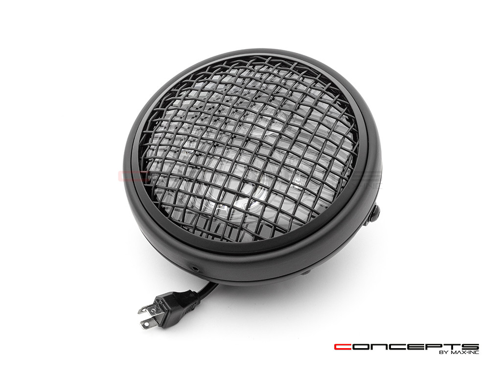 7.7" Matte Black Shorty Multi Projector LED Headlight + Mesh Grill