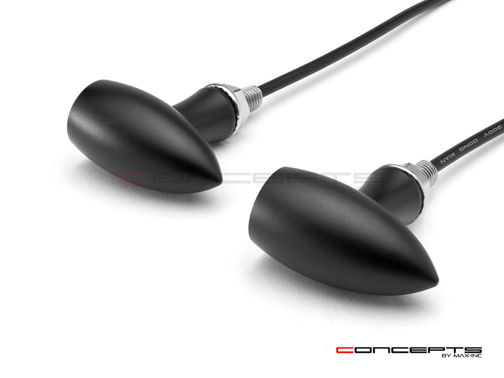 MAX LADZ Black + Brass CNC Machined Alum Mini Rear LED Indicators / Turn Signals + Running Lights - Red
