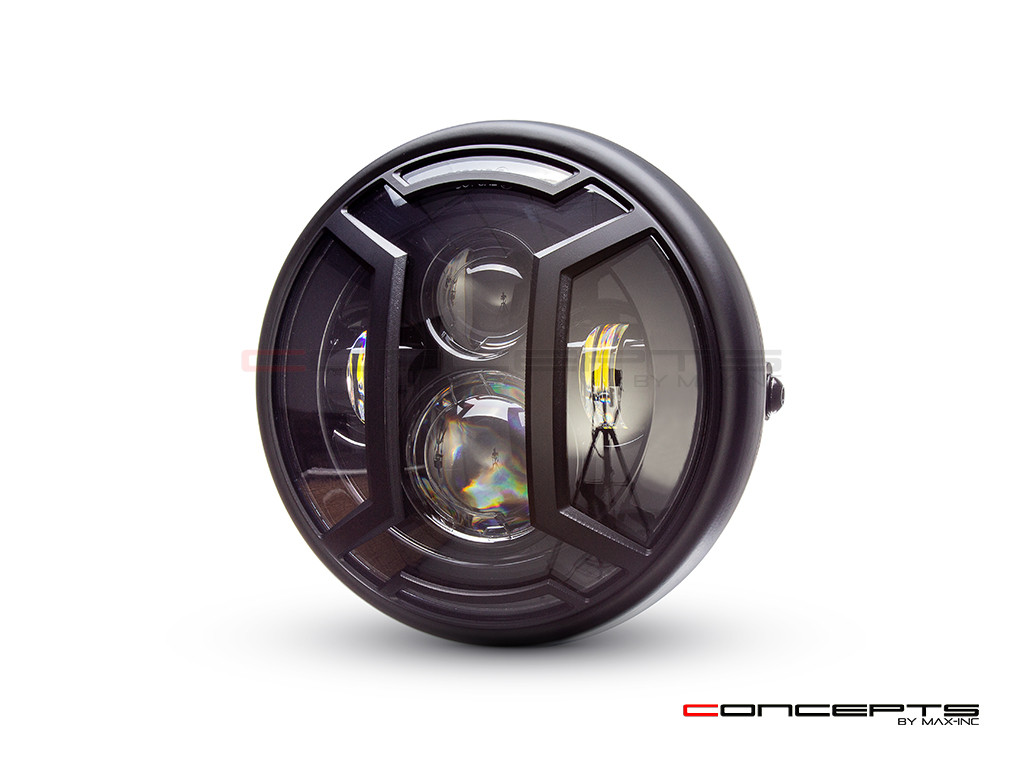 7.7" Matte Black Multi Projector LED Headlight + Armour Cover