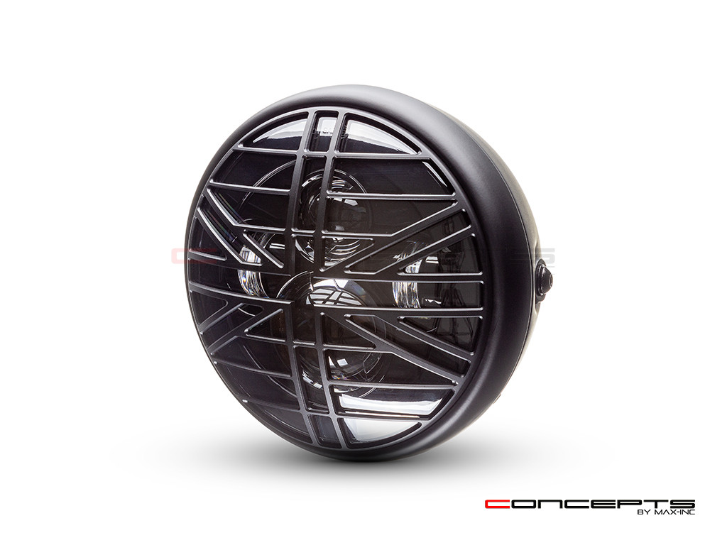 7.7" Matte Black Multi Projector LED Headlight + Union Jack Cover