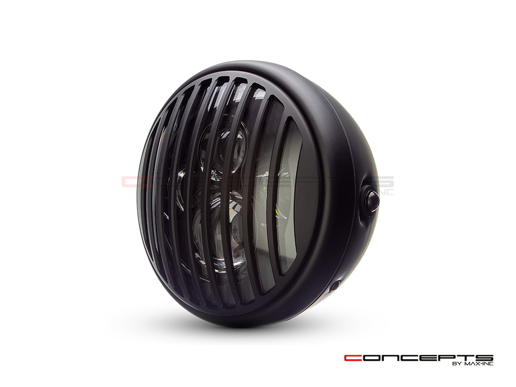 7.7" Matte Black Multi Projector LED Headlight + Vent Grill Cover