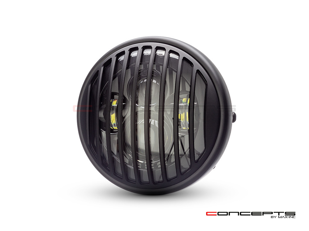 7.7" Matte Black Multi Projector LED Headlight + Vent Grill Cover