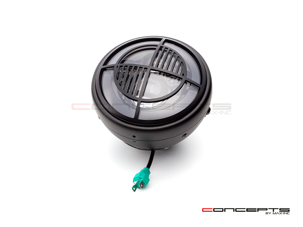 7.7" Matte Black Multi Projector LED Headlight + Beemer Grill Cover