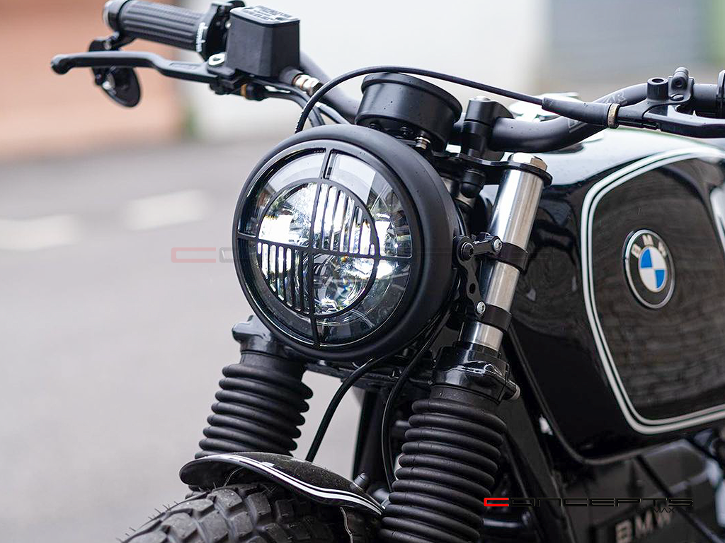 7.7" Matte Black Multi Projector LED Headlight + Beemer Grill Cover