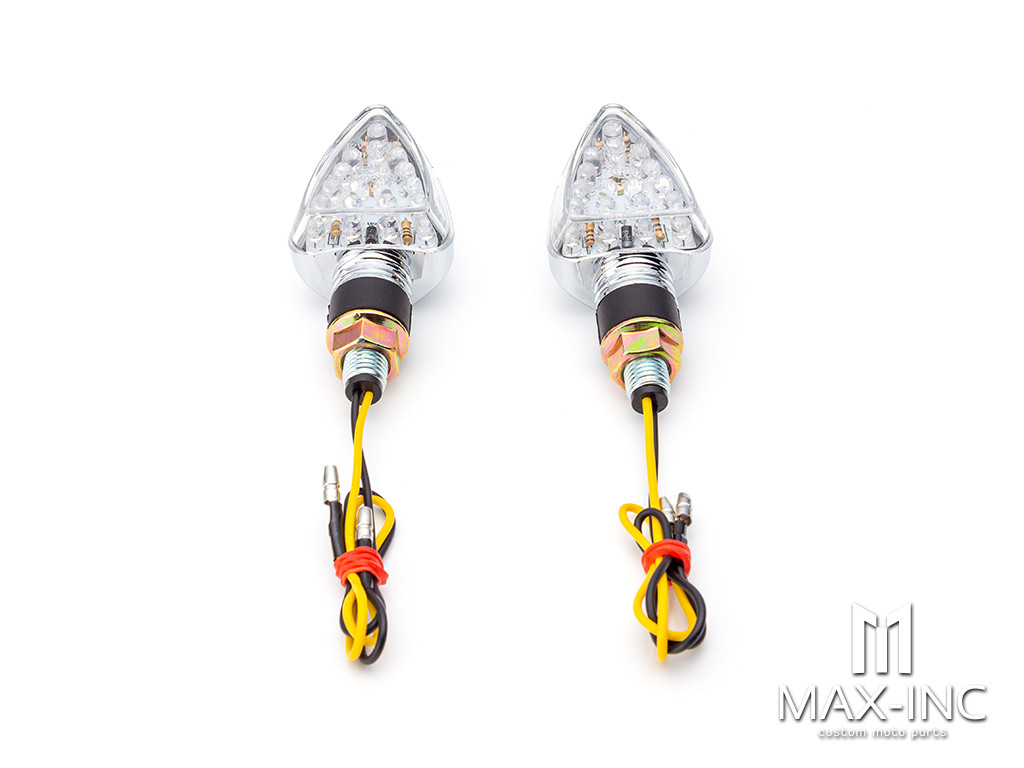 Chrome Mini Arrow Head LED Turn Signals / Indicators - Emarked