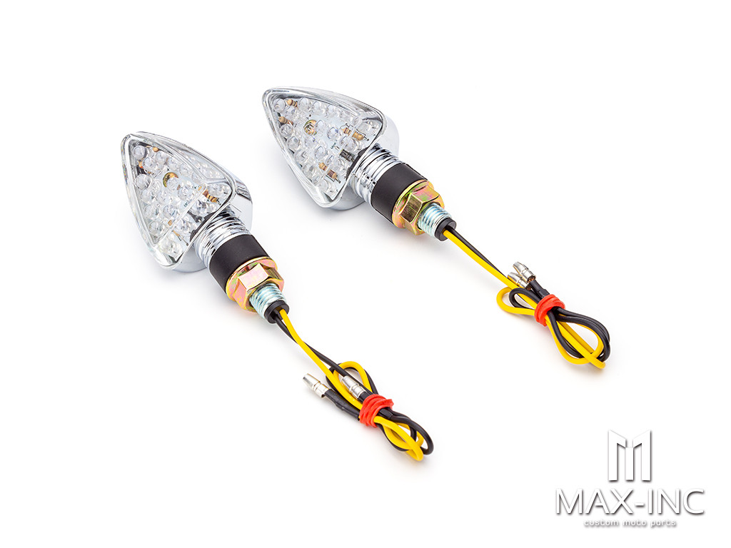 Chrome Mini Arrow Head LED Turn Signals / Indicators - Emarked