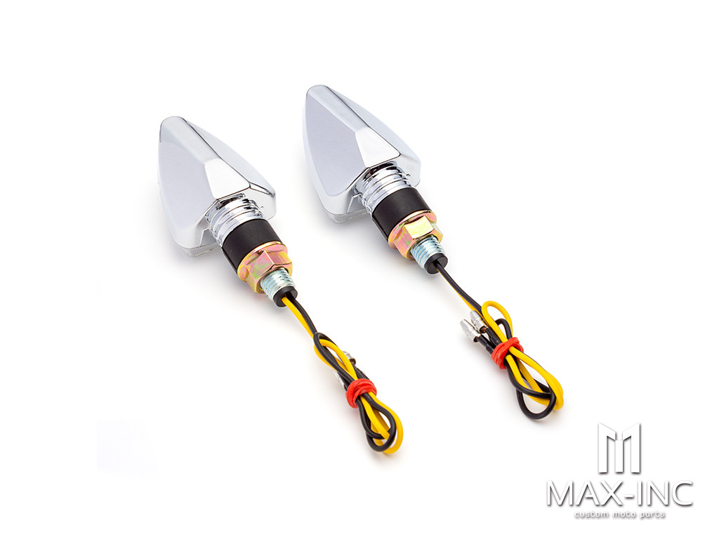 Chrome Mini Arrow Head LED Turn Signals / Indicators - Emarked