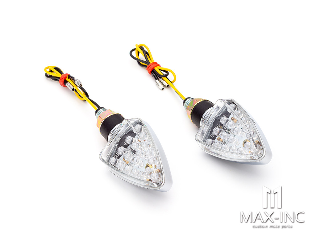 Chrome Mini Arrow Head LED Turn Signals / Indicators - Emarked