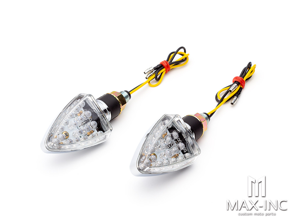 Chrome Mini Arrow Head LED Turn Signals / Indicators - Emarked