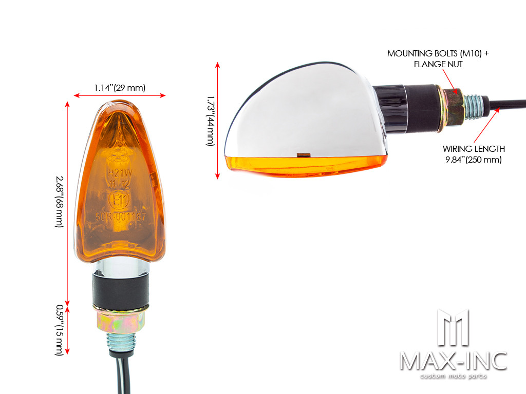 Chrome Mini Czar LED Turn Signals / Indicators - Bulb Type - Emarked
