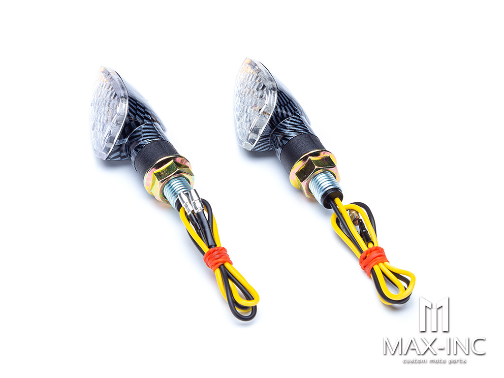 Carbon Pattern Micro LED Turn Signals / Indicators - Small & Bright