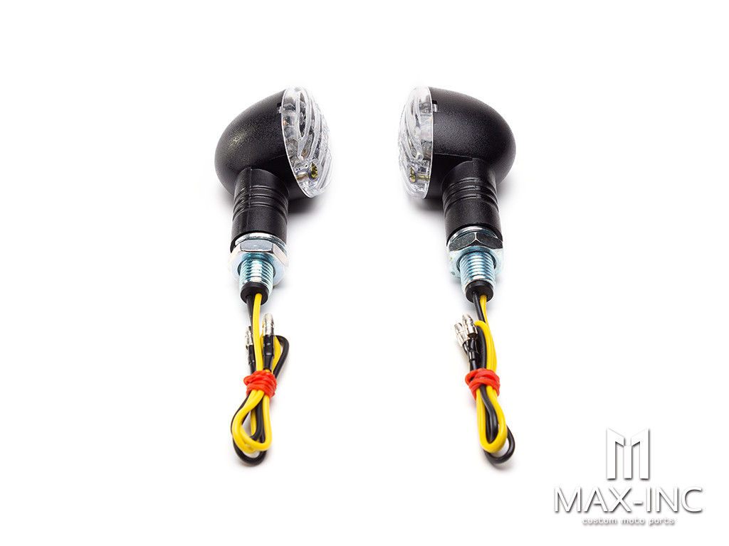 Black Mini Bubble Head LED Turn Signals / Indicators - Emarked