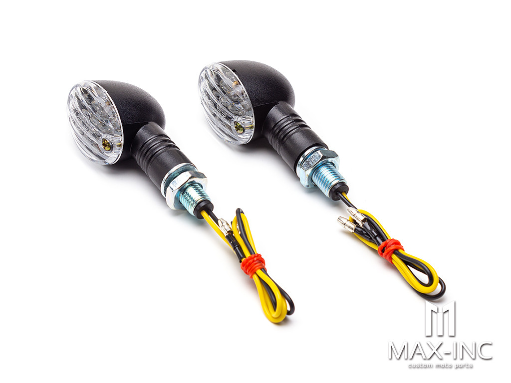 Black Mini Bubble Head LED Turn Signals / Indicators - Emarked