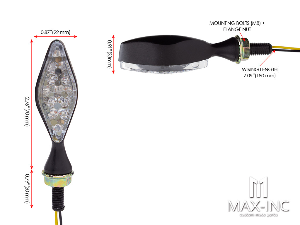 Matte Black Mini Gator Alloy LED Turn Signals / Indicators - Emarked