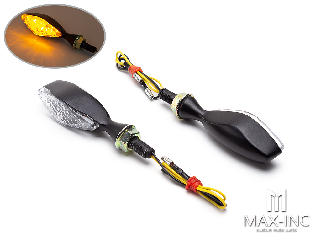 Matte Black Mini Gator Alloy LED Turn Signals / Indicators - Emarked