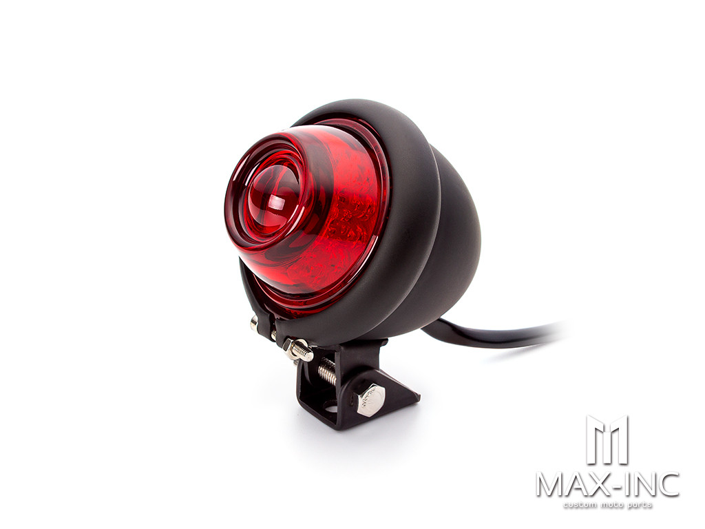 Matte Black Mini Bates Style LED Stop / Tail Light - Red Lens