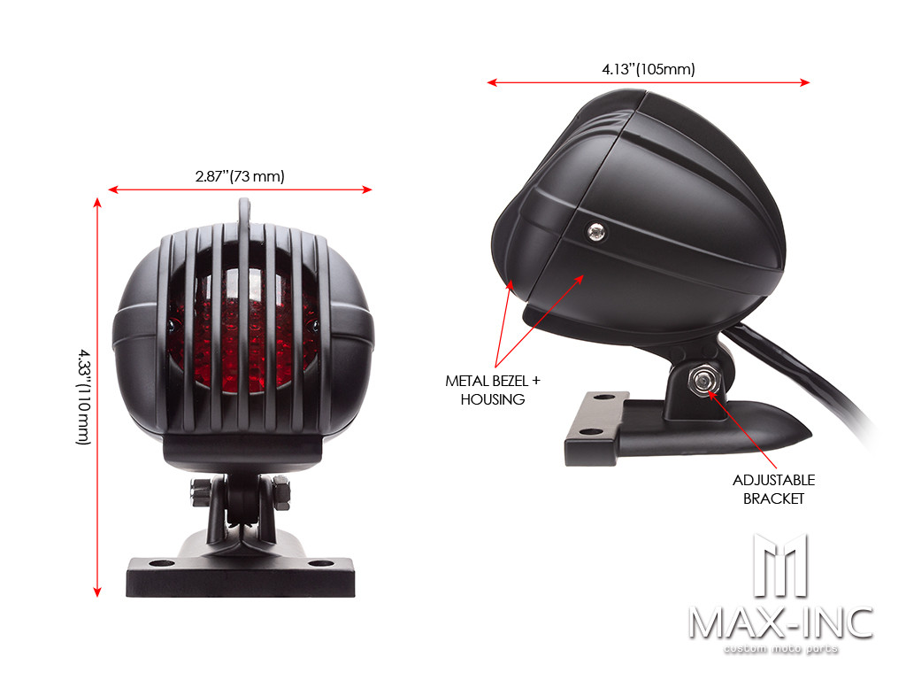 Matte Black Alloy Mini Microphone Style LED Stop / Tail Light
