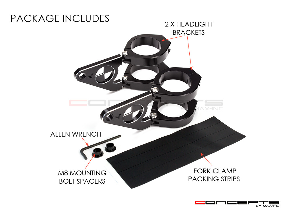 MAX Beemer Shorty High Quality CNC Machined Headlight Brackets  - Fits Fork Sizes 32 - 59mm