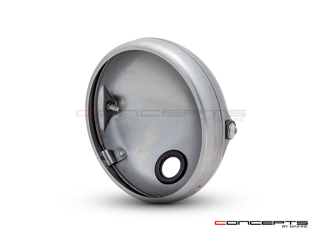 7.7 INCH Raw Unpainted Metal Shorty Headlight Housing + Bezel Combo