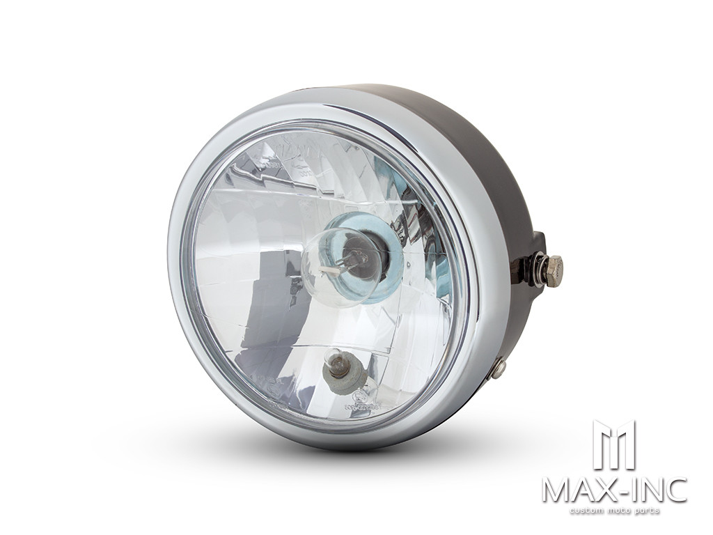 6" Black & Chrome Universal CB Style Headlight - Emarked