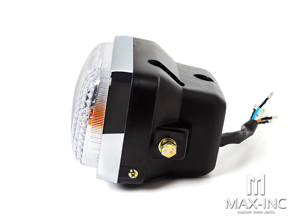 7" Black & Chrome Universal Rectangle Headlight + Turn Signals - Emarked