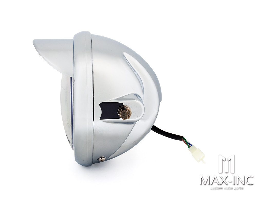 6.75" Chrome Universal Headlight + Visor - Emarked