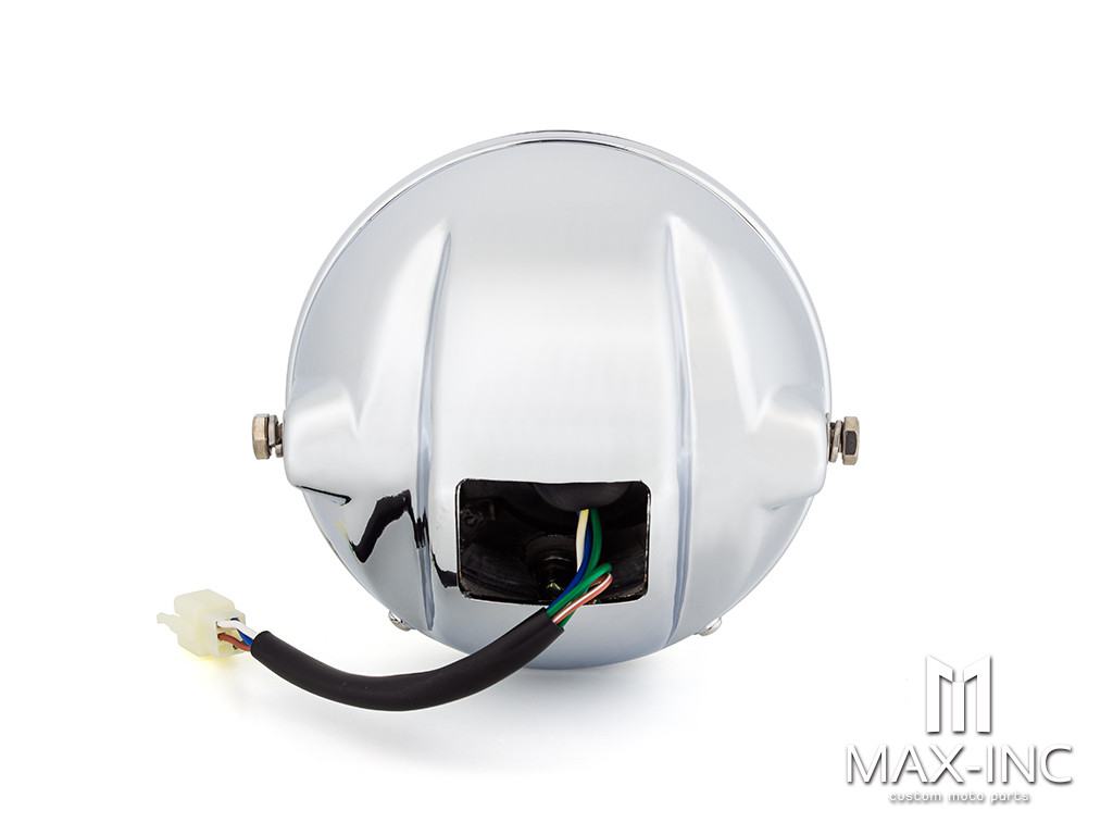 6.75" Chrome Universal Headlight + Visor - Emarked