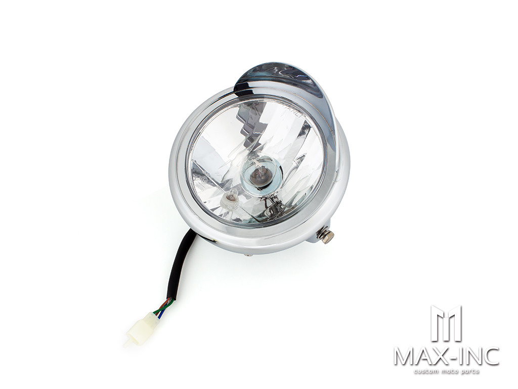 6.75" Chrome Universal Headlight + Visor - Emarked