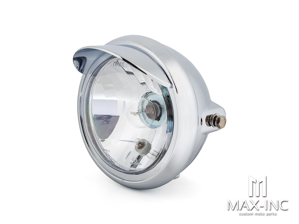 6.75" Chrome Universal Headlight + Visor - Emarked