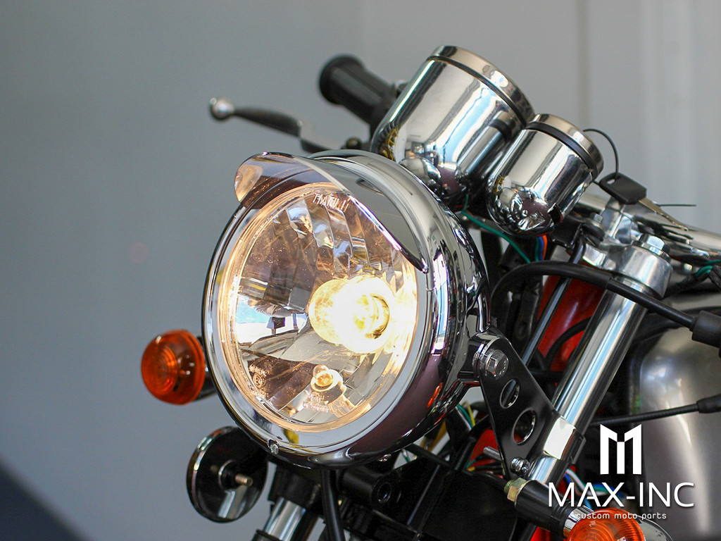 6.75" Chrome Universal Headlight + Visor - Emarked