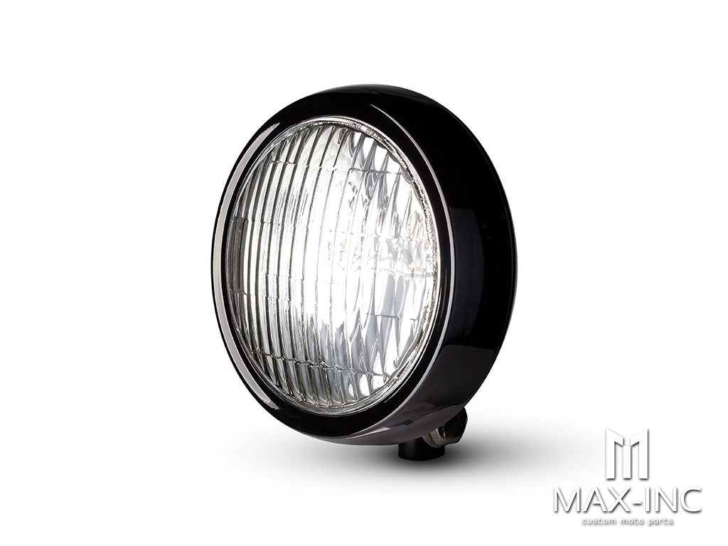 5" Gloss Black Metal Shallow Bottom Mount Custom Headlight