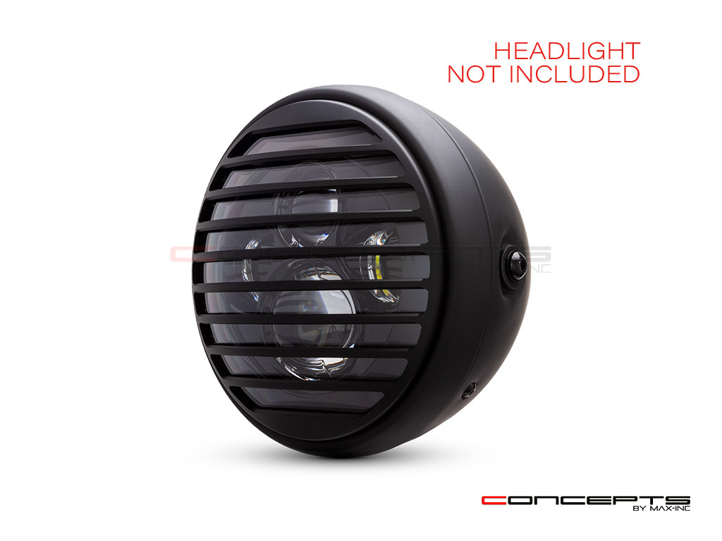 Vent Grill Design 7" Black CNC Aluminum Headlight Guard Cover