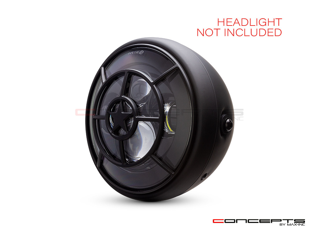 Star Grill Design 7" Black CNC Aluminum Headlight Guard Cover