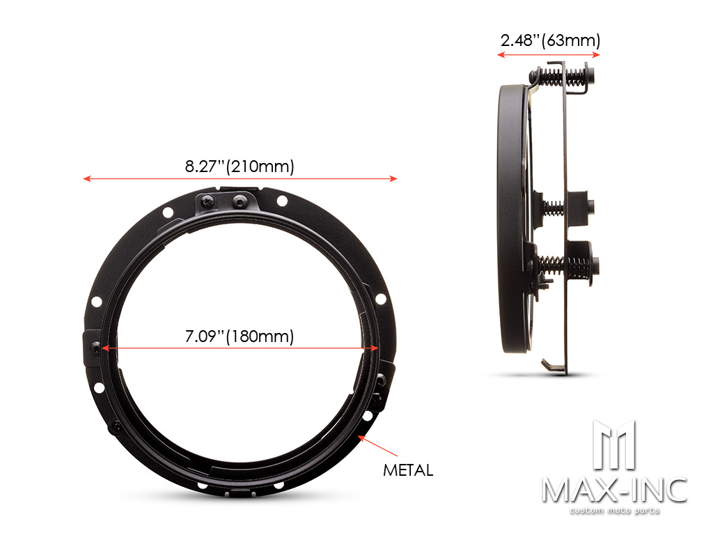 Black 7-Inch LED DayMaker Headlight Mounting Ring & Bracket for Harley Davidsons
