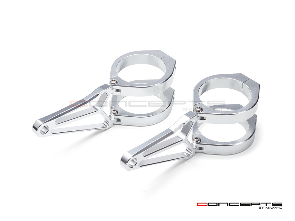 MAX Razor Polished CNC Machined Aluminum Headlight Brackets  - Fits Fork Sizes 32 - 59mm
