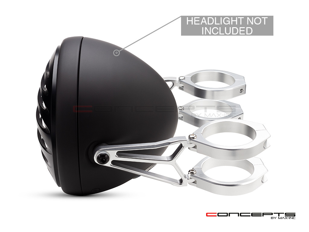 MAX Razor Polished CNC Machined Aluminum Headlight Brackets  - Fits Fork Sizes 32 - 59mm