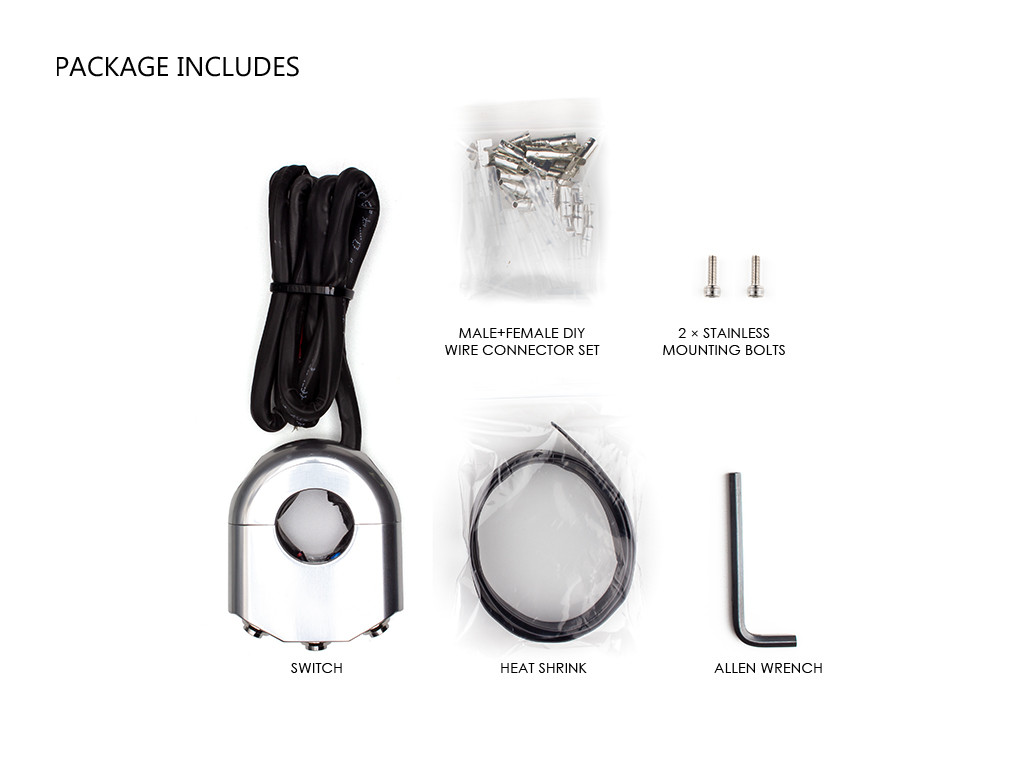 22mm Black CNC Machined Billet Aluminum Handlebar Mount Switch Combo