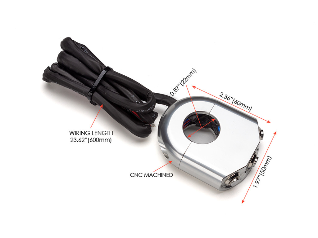 22mm Black CNC Machined Billet Aluminum Handlebar Mount Switch Combo