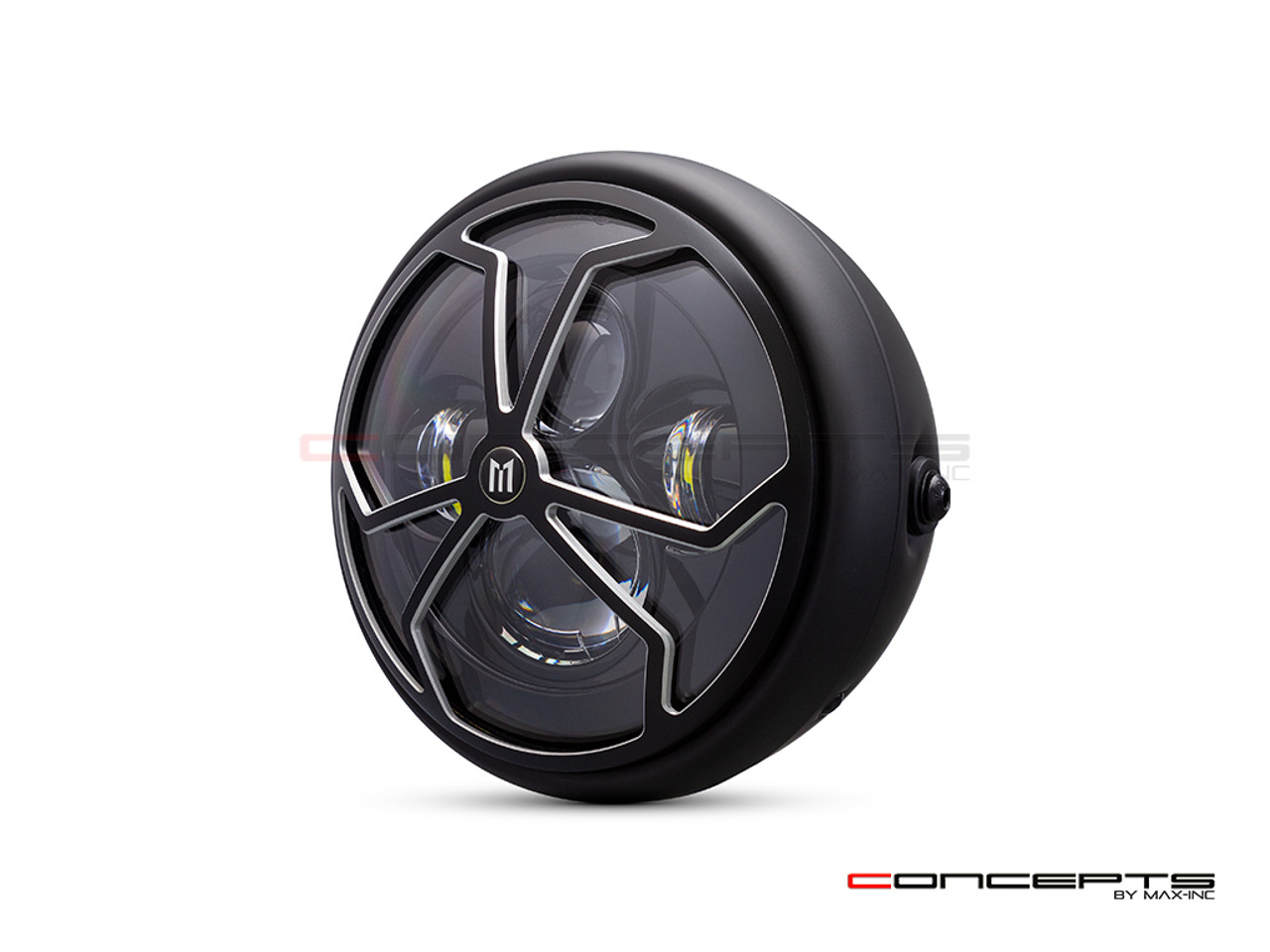 7.7" Matte Black + Contrast Multi Projector LED Headlight + J-Rob Grill Cover