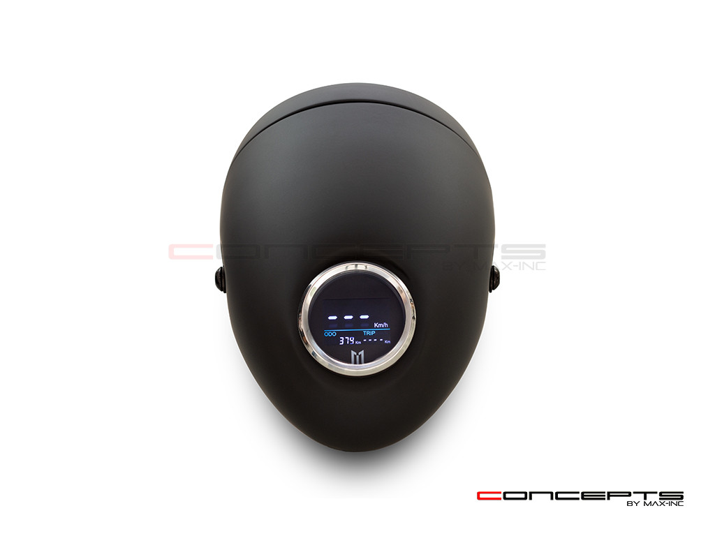 5.75" Vintage Style Black Metal LED Headlight + Integrated Digital GPS Speedometer