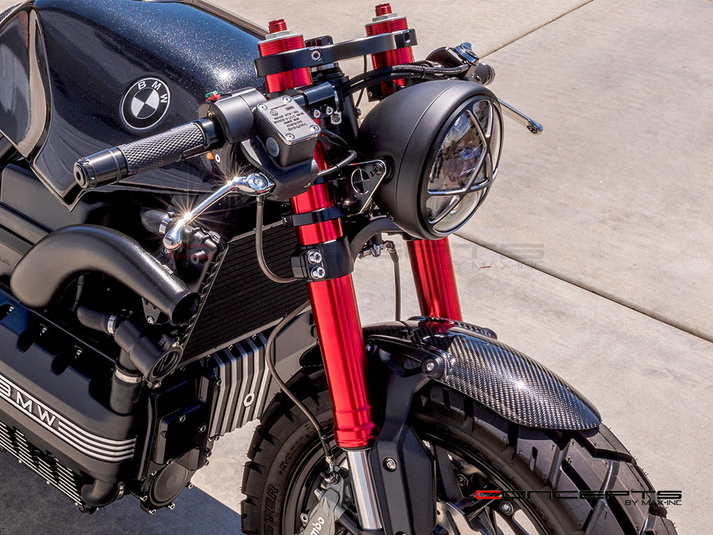 7.7" Matte Black + Contrast Cut Metal LED Integrated Headlight + Anarchy Grill Cover