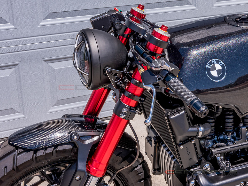 7.7" Matte Black + Contrast Cut Metal LED Integrated Headlight + Anarchy Grill Cover