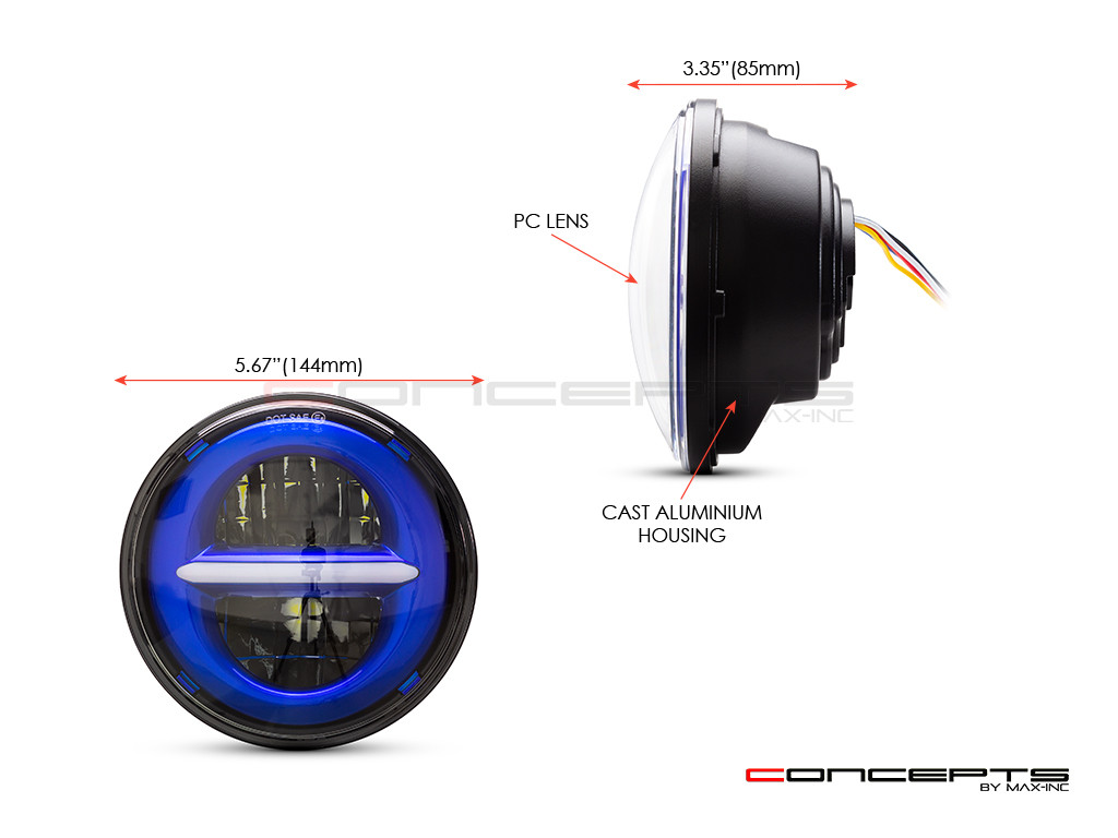 5.75" Blue Classic / Modern LED Headlight Insert