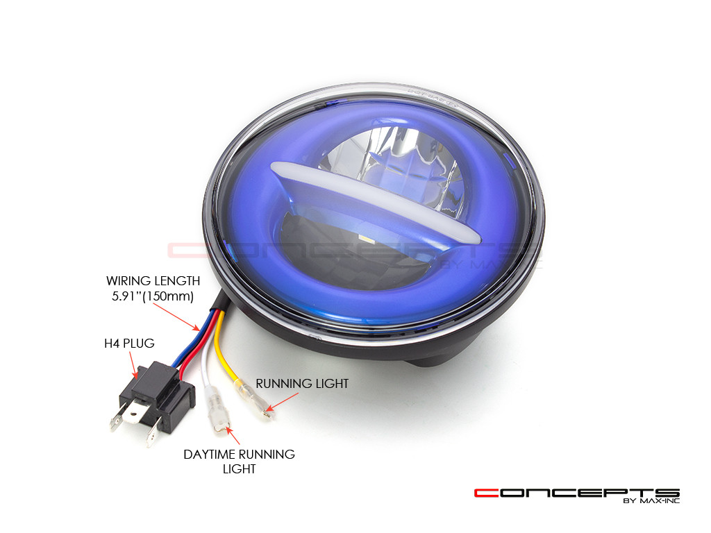 5.75" Blue Classic / Modern LED Headlight Insert