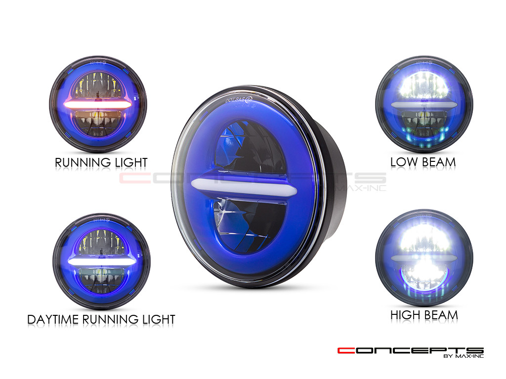 5.75" Blue Classic / Modern LED Headlight Insert