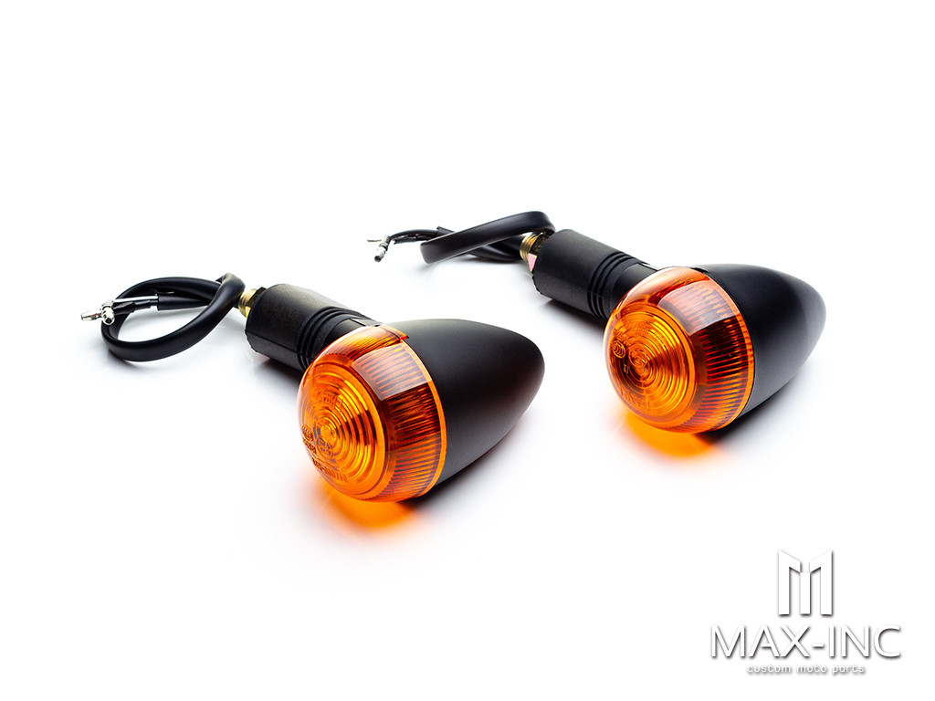 Black Universal Classic Bullet Turn Signals / Indicators - Emarked