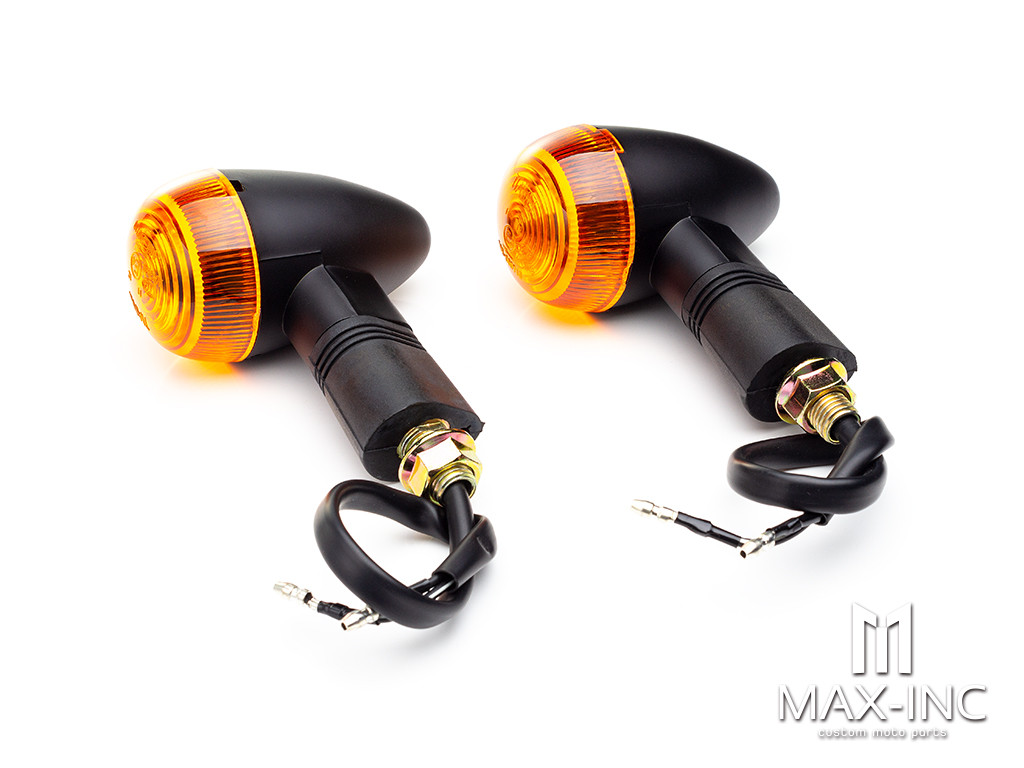 Black Universal Classic Bullet Turn Signals / Indicators - Emarked